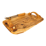 OLIVE WOOD CHEESE BOARD WITH KNIFE 38x23x2 CM
