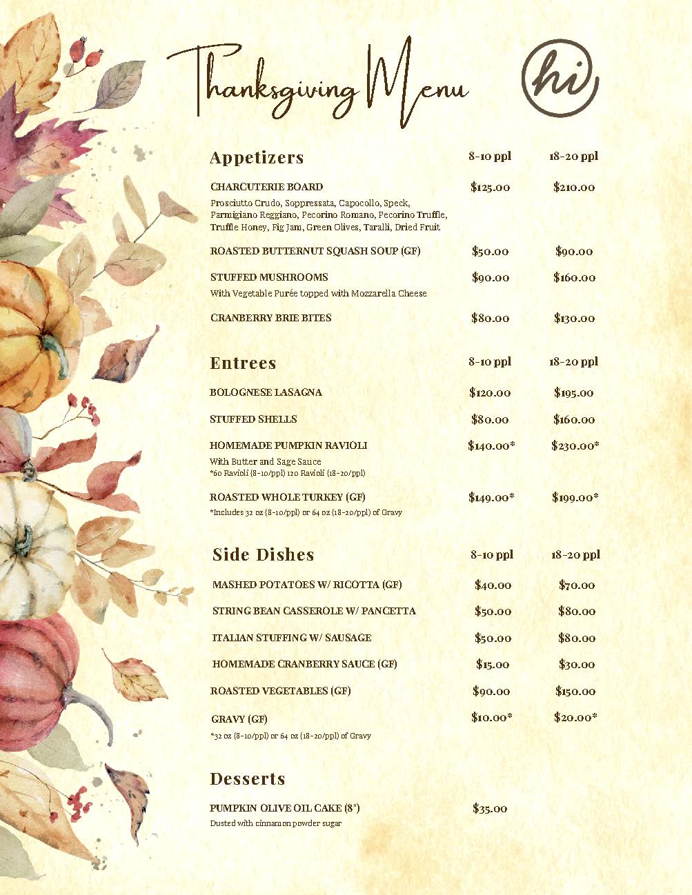 menu catering
